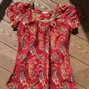 Cute red paisley boho top
